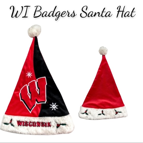 FOCO Wisconsin Badgers Logo Santa Hat - Picture 1 of 11